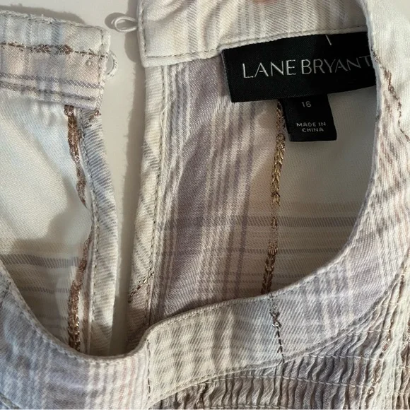 Lane Bryant Pink Plaid Blouse Size 16 elastic wrist - Picture 2 of 7